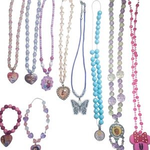 10 PC Set of Disney Princess Youth Jewelry Necklaces Bracelets Beaded Colorful